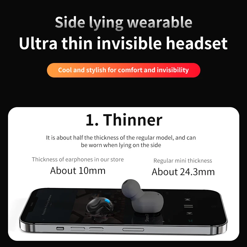 thumbnail image 4 of Miniauriculares inalámbricos X55, cascos con reducción de ruido, juegos deportivos, sueño, Bluetooth 5,0, estéreo HIFI, auriculares de música, 4 of 6