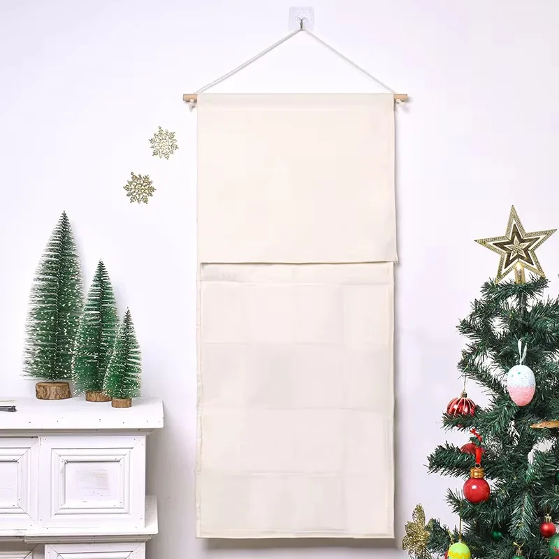 Christmas Ornaments Christmas Advent Calendar Canvas Bronzing Number Wall Calendar 24 Pockets