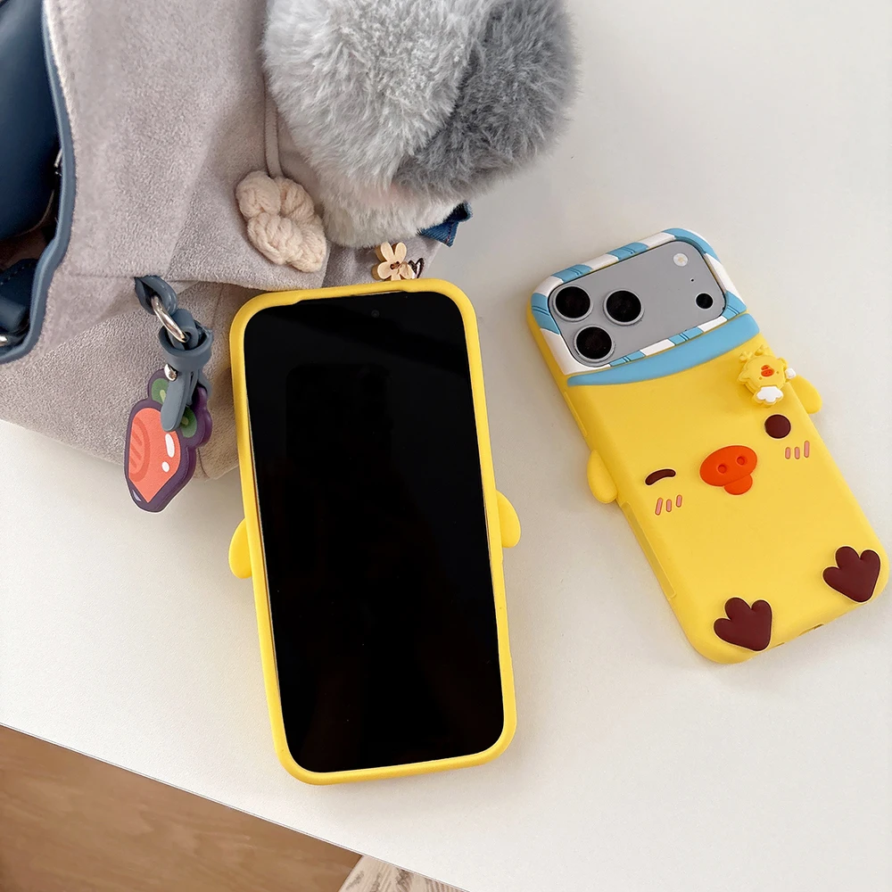 Charming 3D Cartoon Chick Shockproof Silicone Phone Case