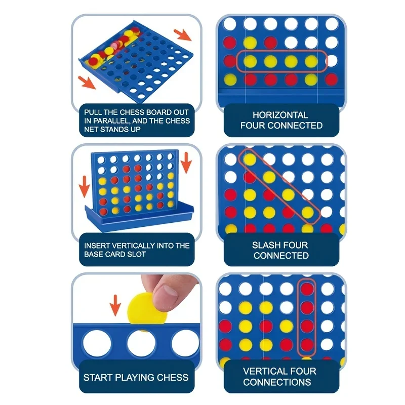 Board Game Four In A Row Bingo Chess Connect Classic Family Board Game Toys Fun Educational Toy for Kids Children Entertainment