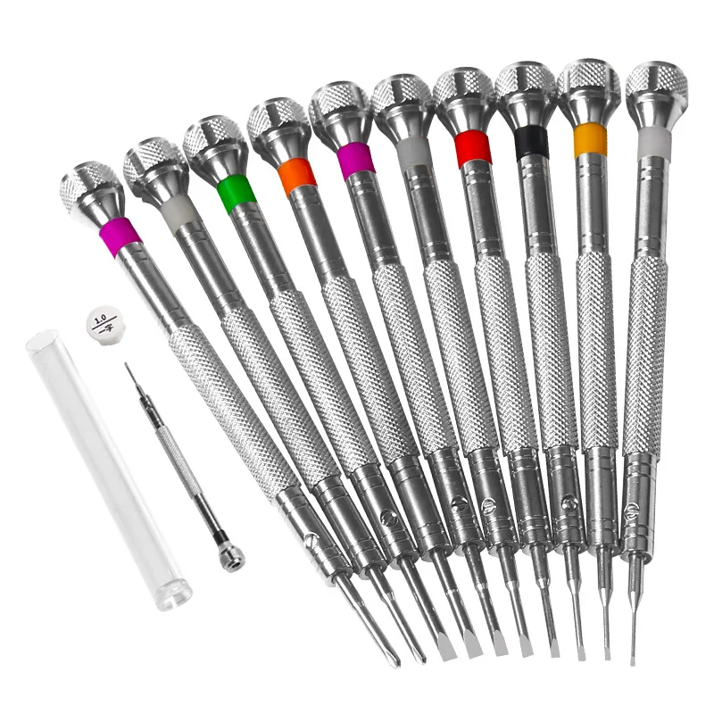 시계 도구 수리 스테인레스 스틸 스크루 드라이버, 0.6-2.0mm 플랫, 1.2mm-1.6mm 크로스 스크루 드라이버, 전문 시계 제작 도구
