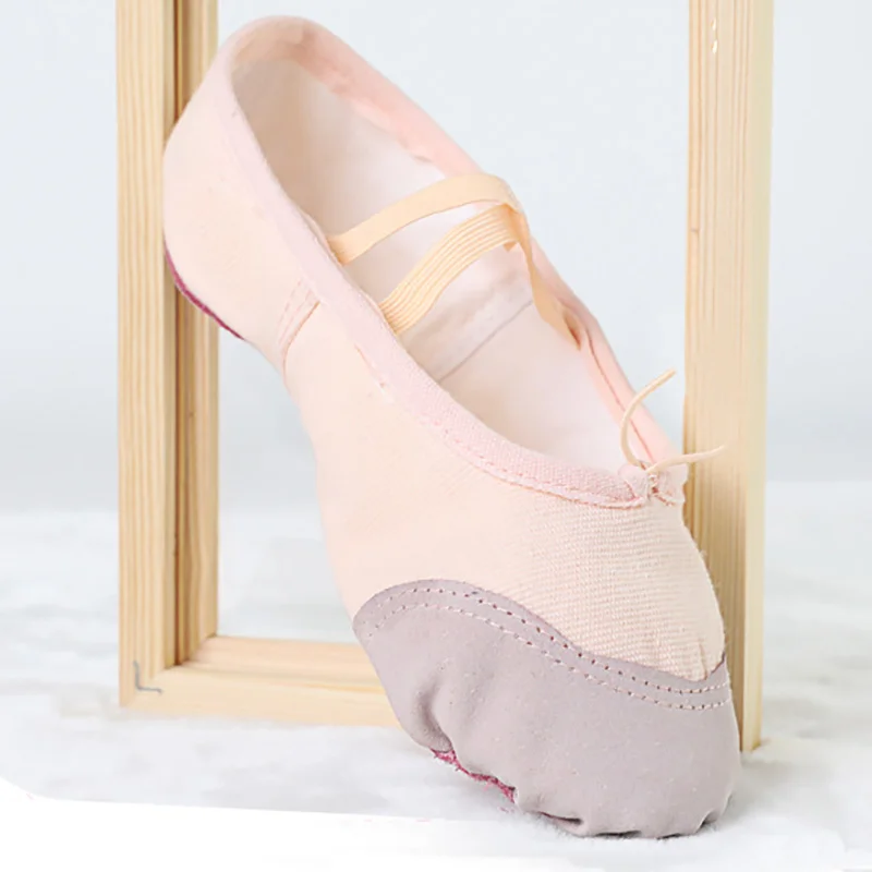 USHINE Yoga Gym Flat Slippers White Pink White Black Canvas Ballet Dance Shoes For Girls Children Women Teacher Ballerina 3
