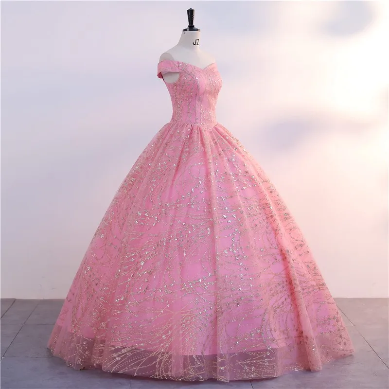 Ashley Gloria Pink Party Dress Off Shoulder Quinceanera Dresses Sweet Ball Gown Real Photo Formal Dress For Girls