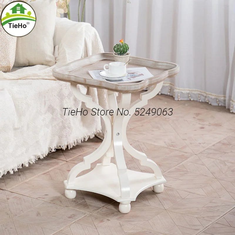 Nordic Retro Wood Side Table Simple Small Coffee Table Europe Style Furniture Vintage Square