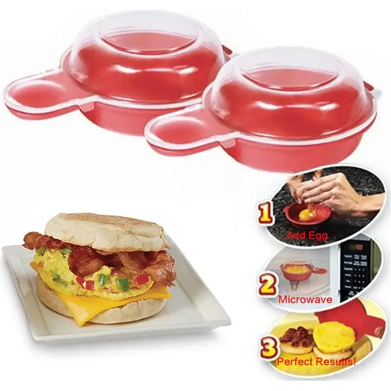 Egg Cooker 2pcs Easy Microwave Egg Cooker Egg Hamburg Omelet Making Tool PP Manual Burger Press Burger Making Tool Hamburger Pattie