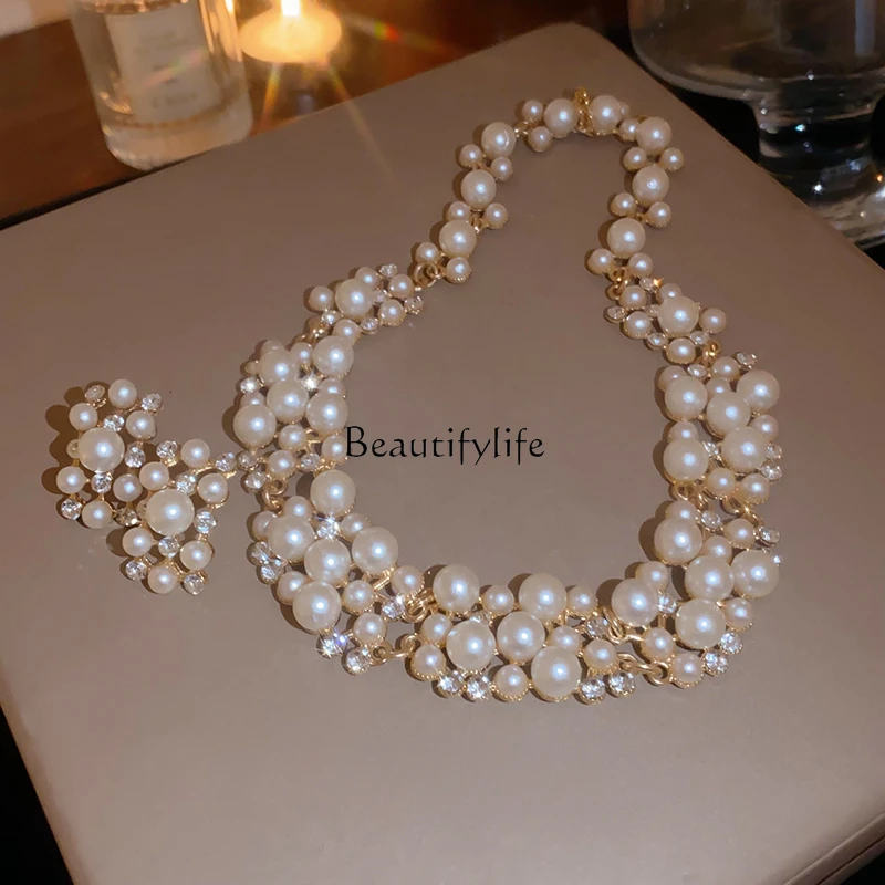 

Pearl Earings Set Female Light Luxury Minority Elegant High Sense New 2024 Popular Models