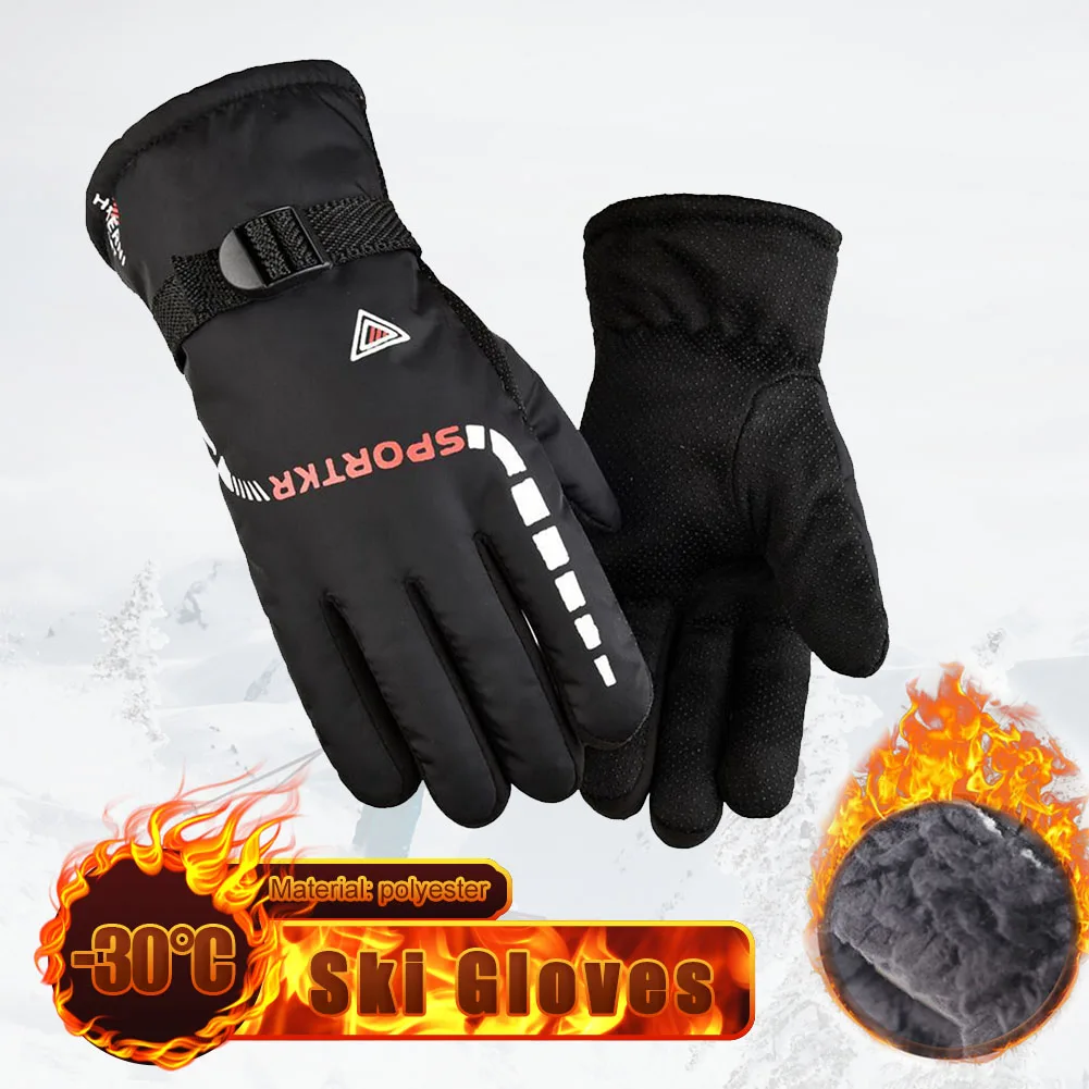

Waterproof Winter Warm Ski Cycling Motocycle Gloves Antislip Thickness Thermal Sports Camping Gloves for Men Women Travel Gloves