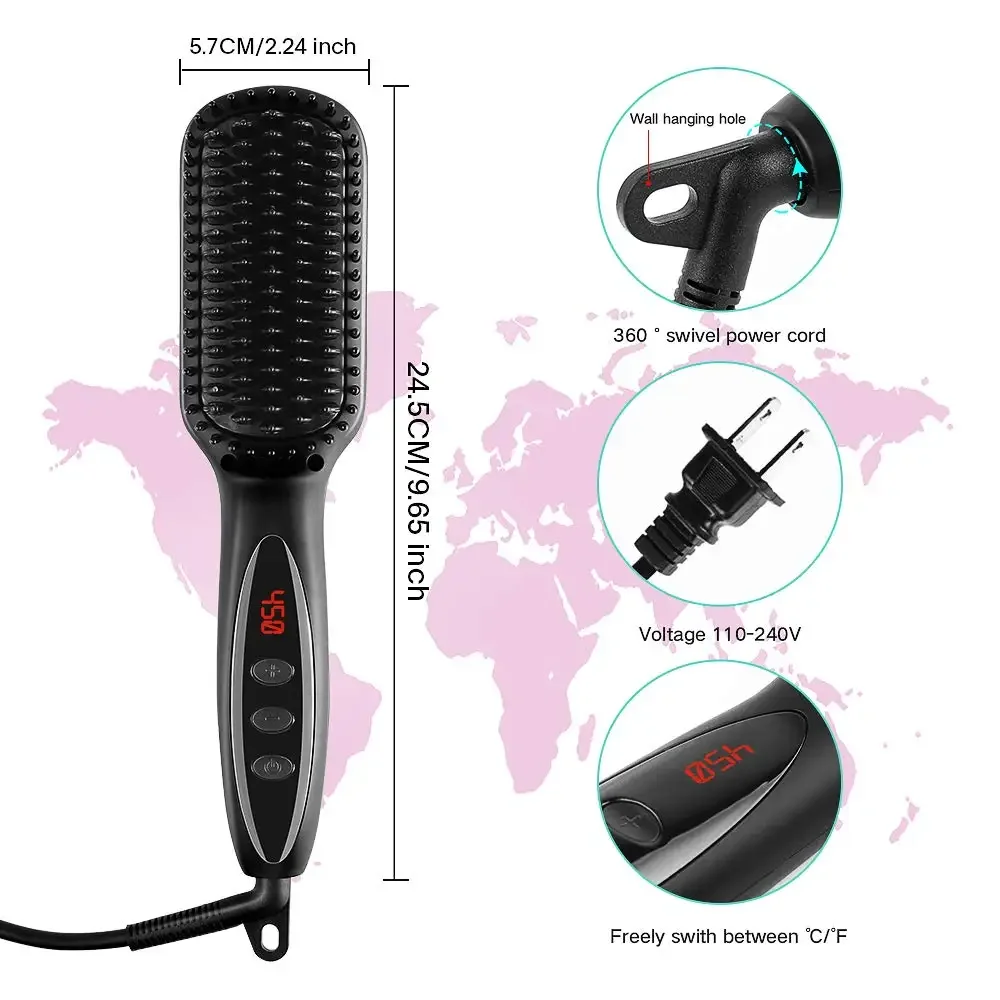 Professional Hair Straightener Brush Negative Ion Hair Straightening Hot Comb Straightener Styling Combs