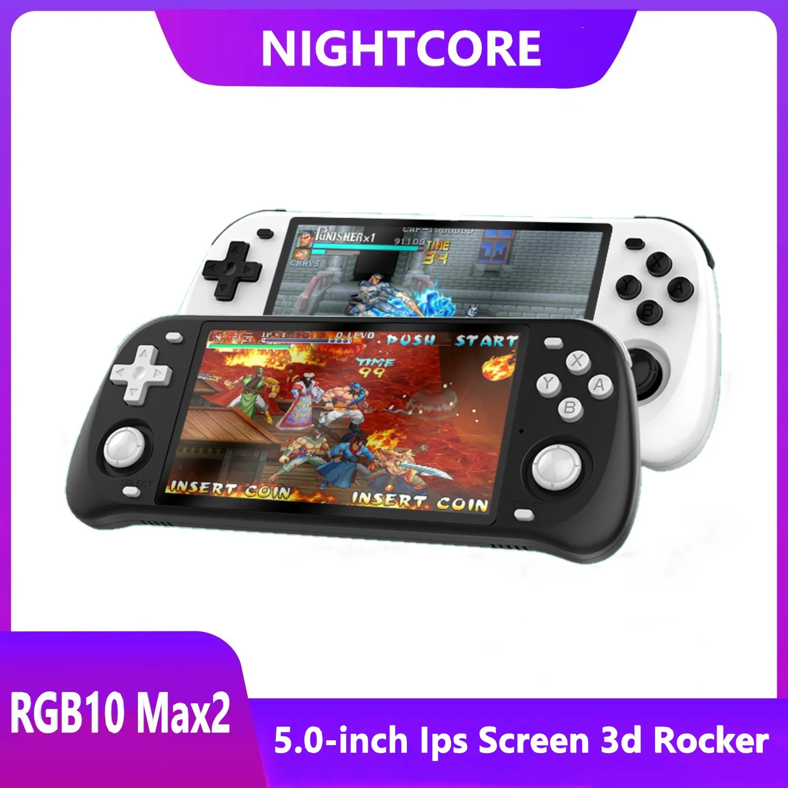

POWKIDDY RGB10 Max2 Retro Open Source System RGB10 Max2 HD Handheld Game Console 5.0-Inch IPS Screen 3D Rocker 40,000+ Games