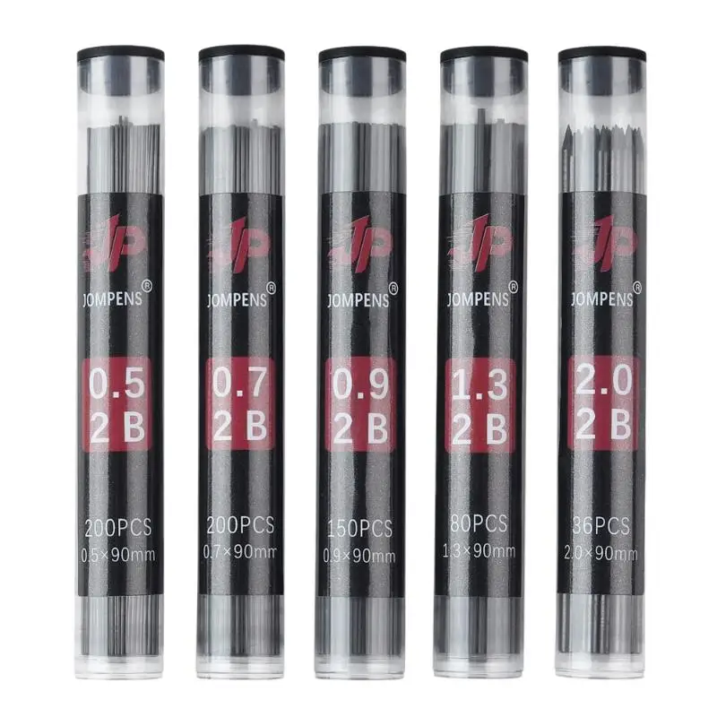 1 상자 대용량 원형 튜브 기계식 연필심 0.5mm 0.7mm 학생용 필기 리필 부드러운 드로잉 학교 사무용품