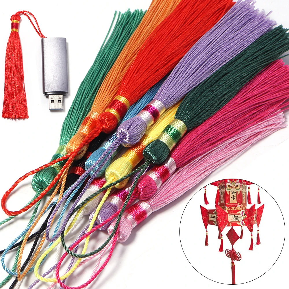 10pcs 14.5cm 폴리 에스터 실크 태슬 코드 브러쉬 북마크 만들기 공예품 참 펜던트 새틴 태슬 DIY 수제 재료 장식