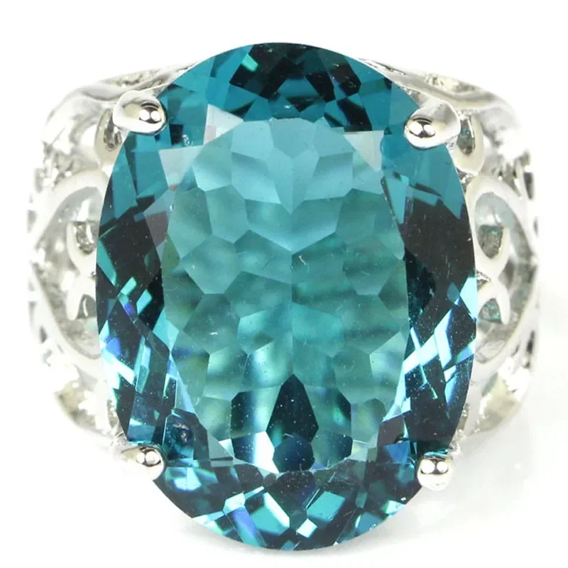 10g 925 SOLID STERLING SILVER Big Gemstone Green Tsavorite Garnet Rich Blue Aquamarine Violet Tanzanite Many Sizes 6-13