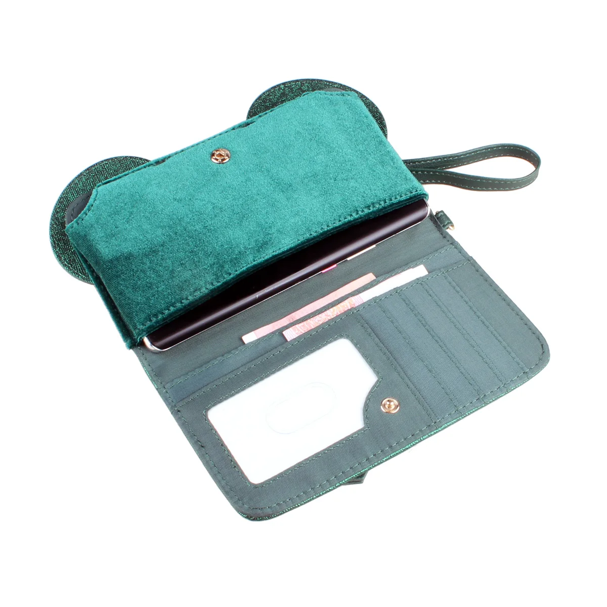 High quality velvet wallet phone case, fashionable shiny metal PU material men's and women's card bags, coin purse