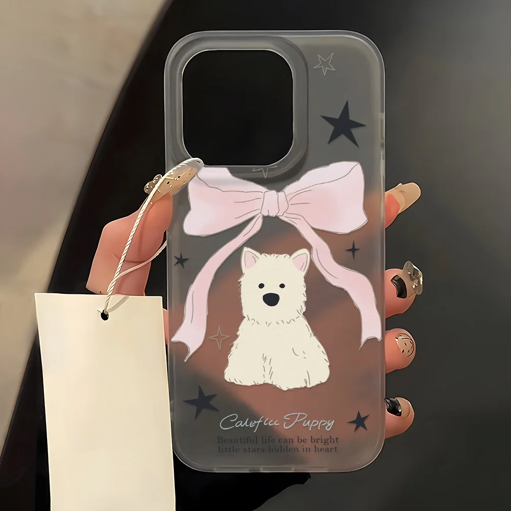 Pink Bow Shockproof Silicone Phone Case - Soft Matte Cover