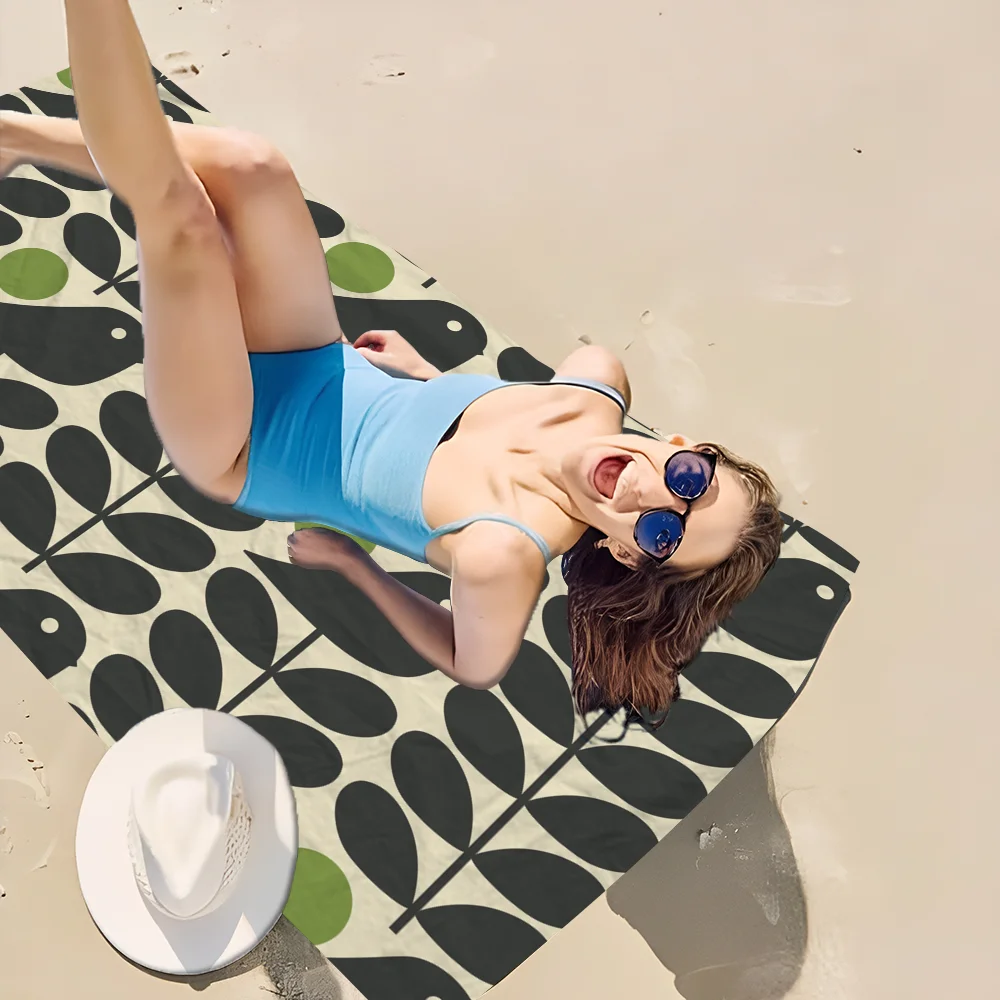 Orla Kiely Leaf Flower Towel Microfiber Beach Towel Absorbent Quick dry Soft Yoga Swimming Resort Mountain Climbing
