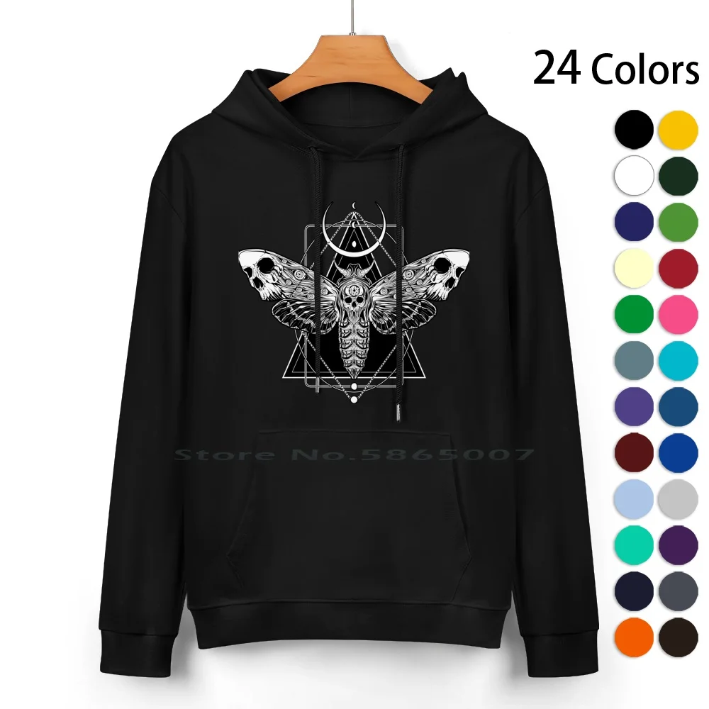 

Surreal Death Moth Pure Cotton Hoodie Sweater 24 Colors Death Moth Macabre Spooky Gothic Dark Art Eyes Eyeball Skulls Horns