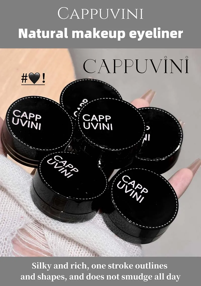 Description Picture 4 of itemNatural Black Eyeliner Gel Cream with Brush Waterproof Lasting Non Smudging Matte Brown Easy Wear Eyebrow Silkworm 3 in 1 Makeup