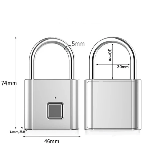 Smart Fingerprint Padlock Waterproof Biometric Fingerprint Keyless Door Lock USB Rechargeable Security Padlock for House Unlock - Image 4