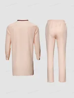 2024 Kaftan Elegant African Men's Set 2 Pieces Outfits Long Sleeve Ethnic Tops And Pants 3