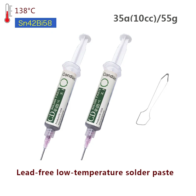 

Sn42Bi58 Needle-tube Lead-free Low Temperature Solder Paste Melting Point 138℃ SMD BGA PCB IC LED Repair Tin Solder Paste Flux