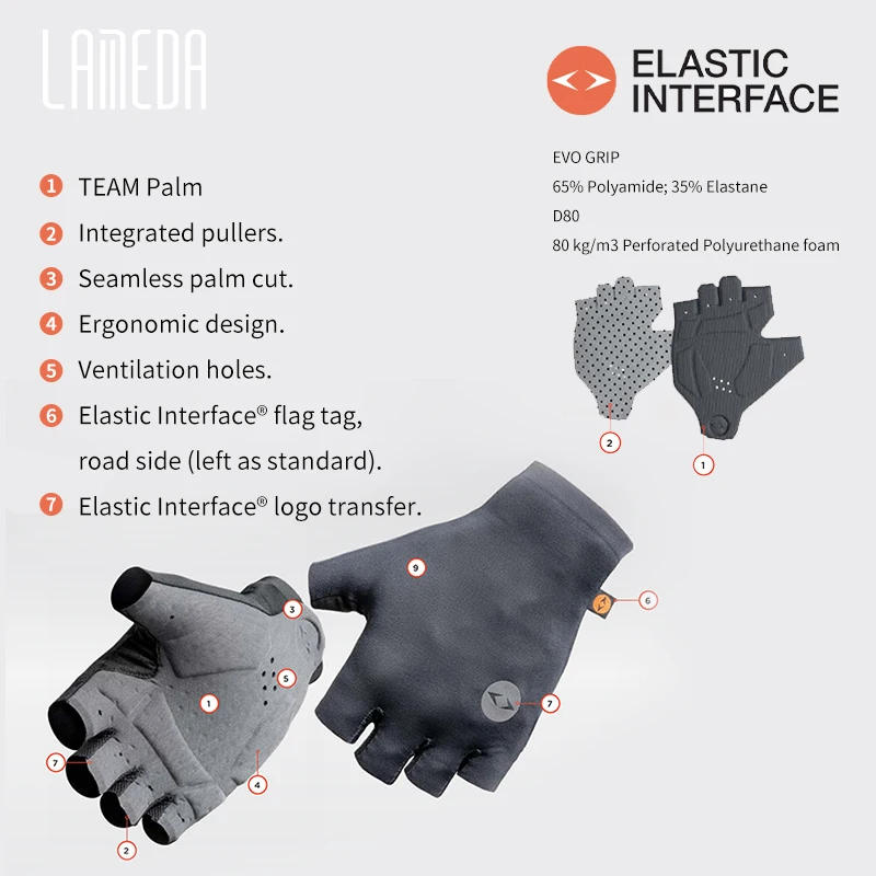 LAMEDA Summer Cycling Gloves Elastic Interface Bicycle Gloves Half Finger for Men Shock-absorbing Road Mountain Bike Half Glove 6