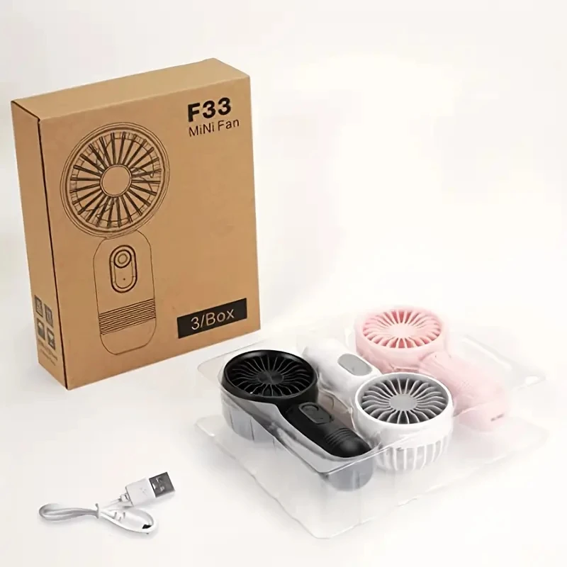 Mini ventilateur portable aste par USB, 3 vitesses, ventilateur léger, parfait pour le bureau, l'extérieur, les voyages et le camping