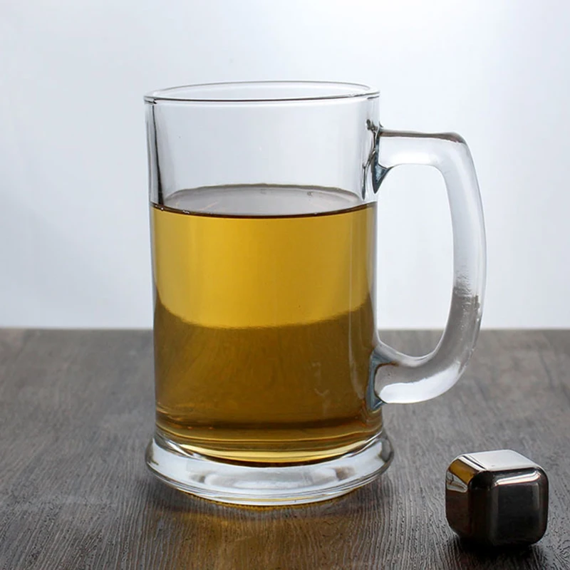 380ml Simple Style Thick Bottomed Household Beer Glass Transparent Drinkware Wheat Beer Glass Heat Resistant Tea Cup Water Mug