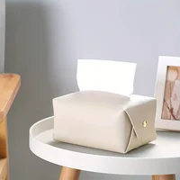 Tissue Box Cover - Bathroom Vanity, Bedside Table, Car Decoration Organizer Modern PU Leather Square Tissue Box Holder 2