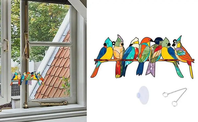 Acchiappasole Per Finestre In Acrilico Per Vetro Colorato Portatile Appeso Finestra Per Uccelli Ornamento Pannello Per Uccelli Decorazione Per Finestr