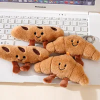 Kawaii Plush Keychain Cartoon Croissant Design for Car Keys Bag Charm Cute Girl Gift Pendant 3