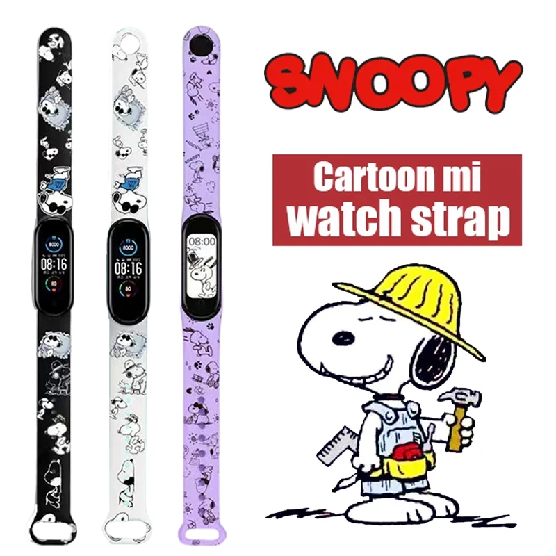 Cinturino Snoopy Per Xiaomi Mi Band 4 3 5 6 Cinturino Per Orologio Snoopy Graffiti Sostituzione Del Braccialetto In Silicone Per Cinturino Xiaomi Band