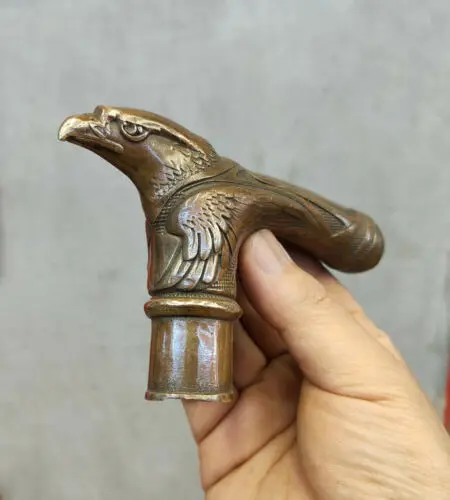 

Victorian Old Bronze Hand Carved Eagle statues Antique Cane Walking Stick Head