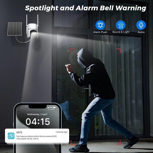 4G Solar Outdoor Security Camera with PIR Human Detection 8MP/5MP/2MP Cloud P2P O-KAM App Control Two-Way Audio Battery Powered 5