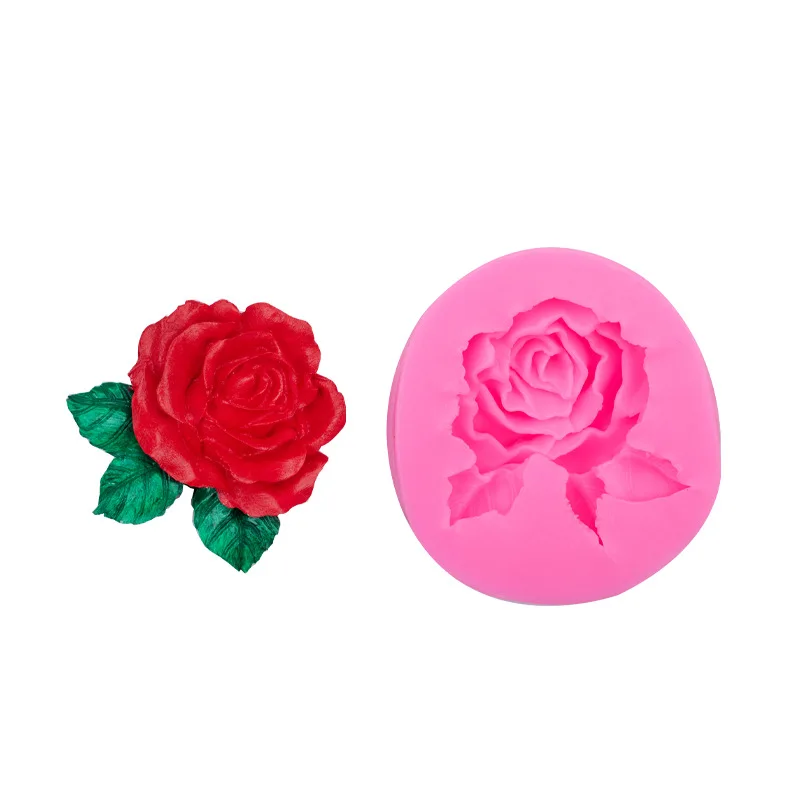 

3D Three-dimensional Rose Silicone Mold With Leaves Fondant Cake Chocolate Dessert Decoration Kitchen Baking Accessories Tools