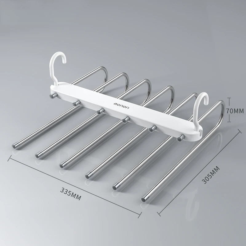 Multi-funcional Calças cabide para roupas, rack ajustável, organizador do armário, armazenamento de calças, Tie Shelf, 6 em 1