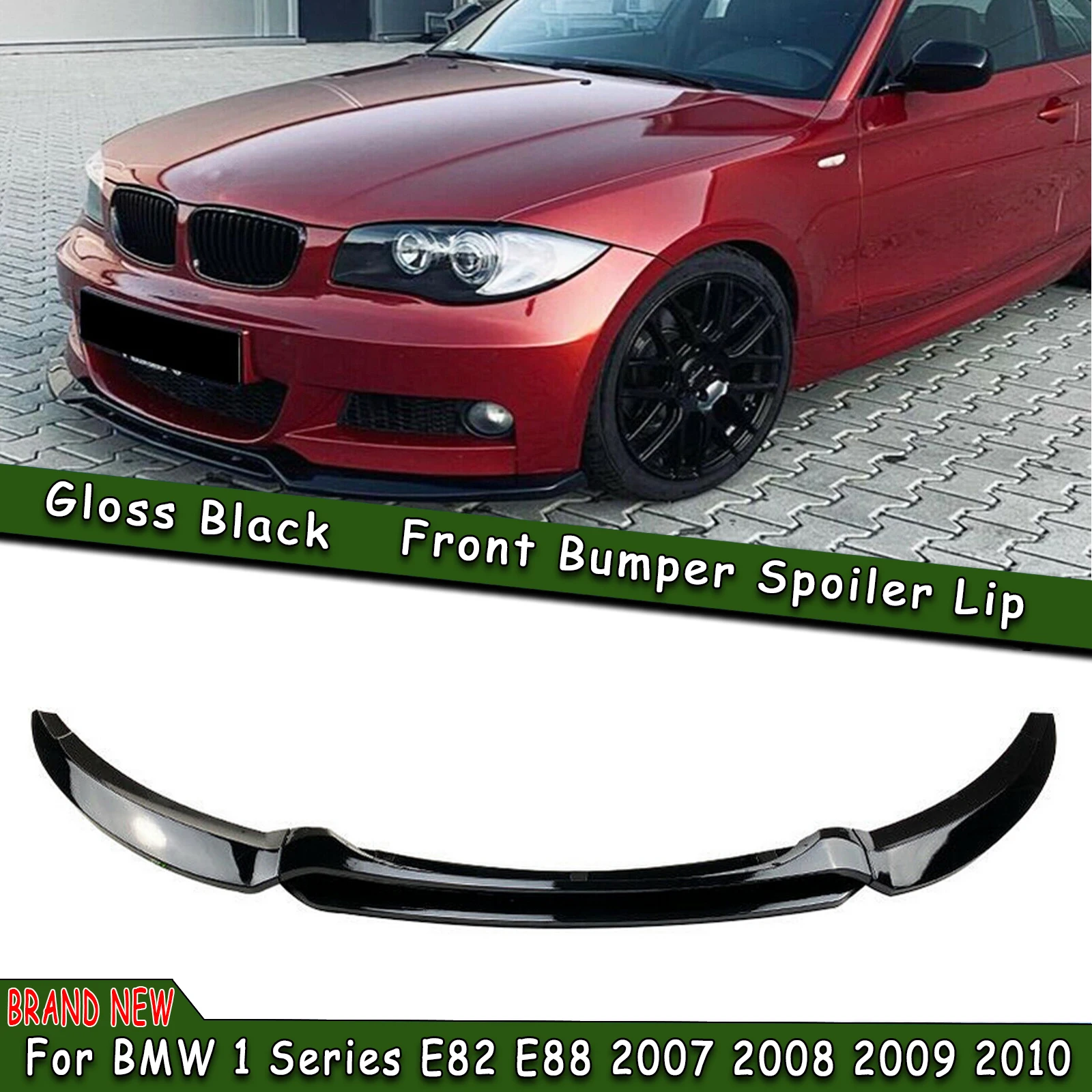 

Car Front Bumper Spoiler Lip Trim Lower Splitter Guard Blade Plate Glossy Black For BMW 1 Series E82 E88 2007-2013