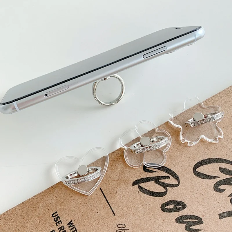 Clear Diamond Ring Phone Holder with 360° Rotation Finger Grip