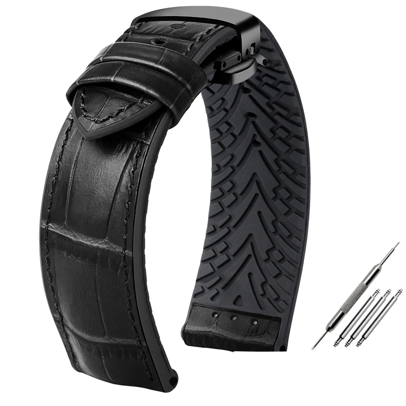 Premium Waterproof Leather & Silicone Watch Strap - 20mm/22mm