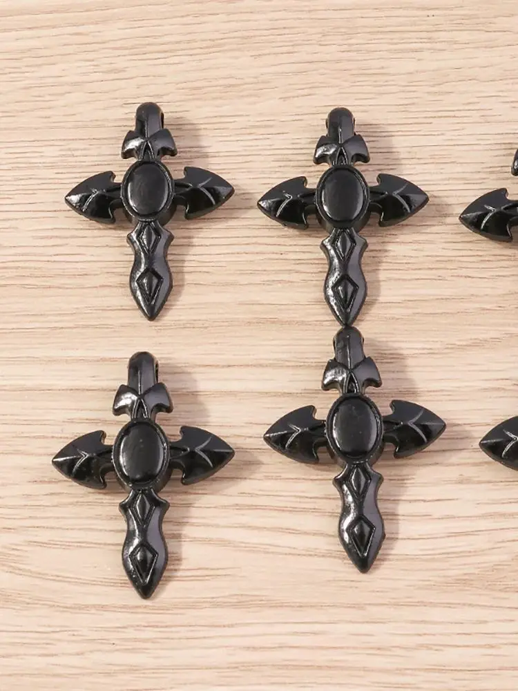 Tusember 5 Stück 31*45mm Steampunk Schwarze Kreuze Anhänger für Schmuckherstellung Ohrringe Halskette DIY Kruzifix ﻿ Zubehör – Detail 2