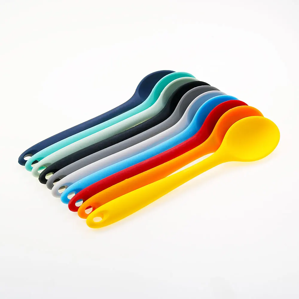 Silicone Spoon Long Handle Kids Mixing Soup Non-stick Stirring Serving Scoop Cooking Utensils Ladle Kitchen Accessories
