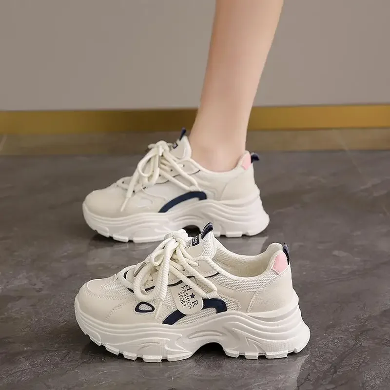 

Genuine Leather Sneaker Women's 2024 New Summer Tenis Breathable Mesh Shoes All-Match Soft Bottom