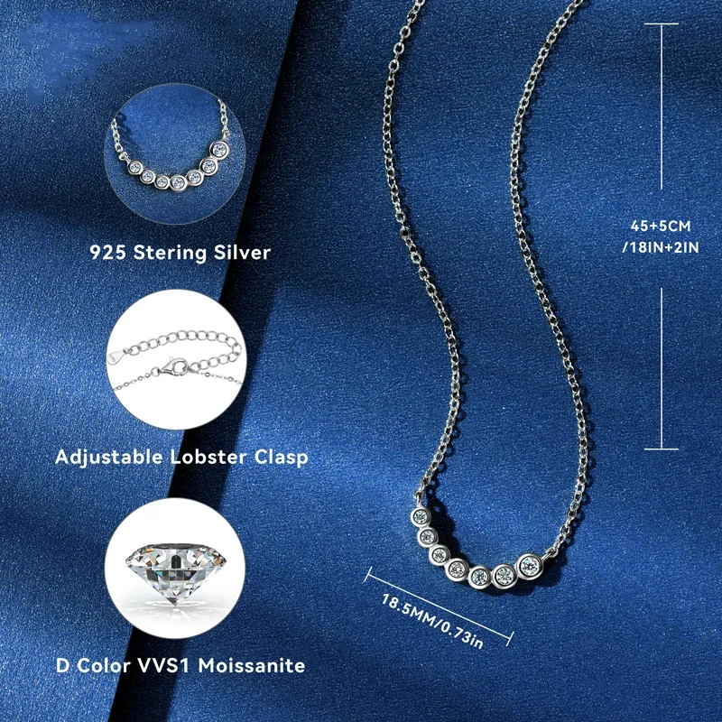 여성을위한 RAPRGOLD 인증 Moissanite 목걸이 귀걸이 세트 S 스터드 귀걸이 펜던트 목걸이 쥬얼리 선물
