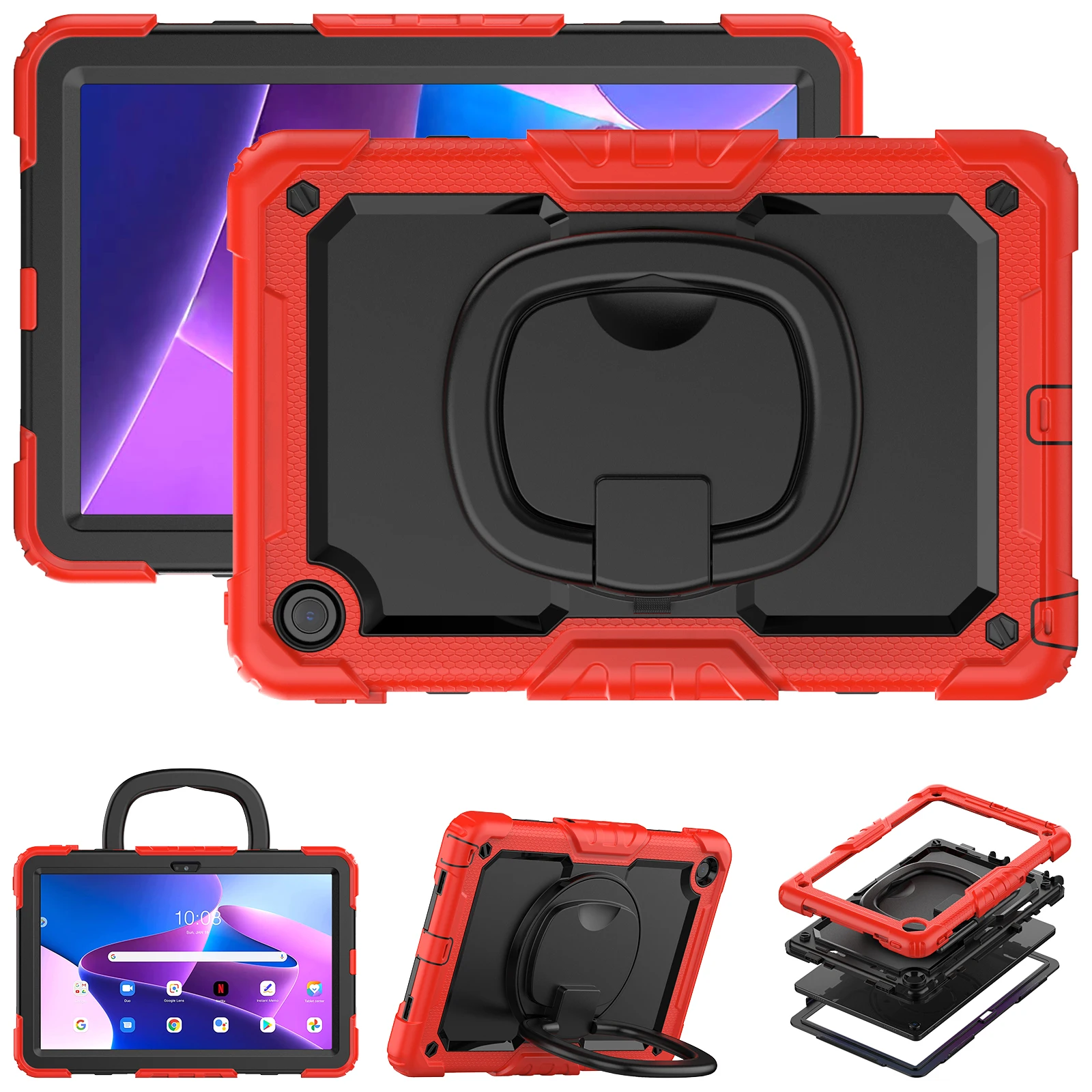 Durable Armor Tablet Case with Pull Ring Stand