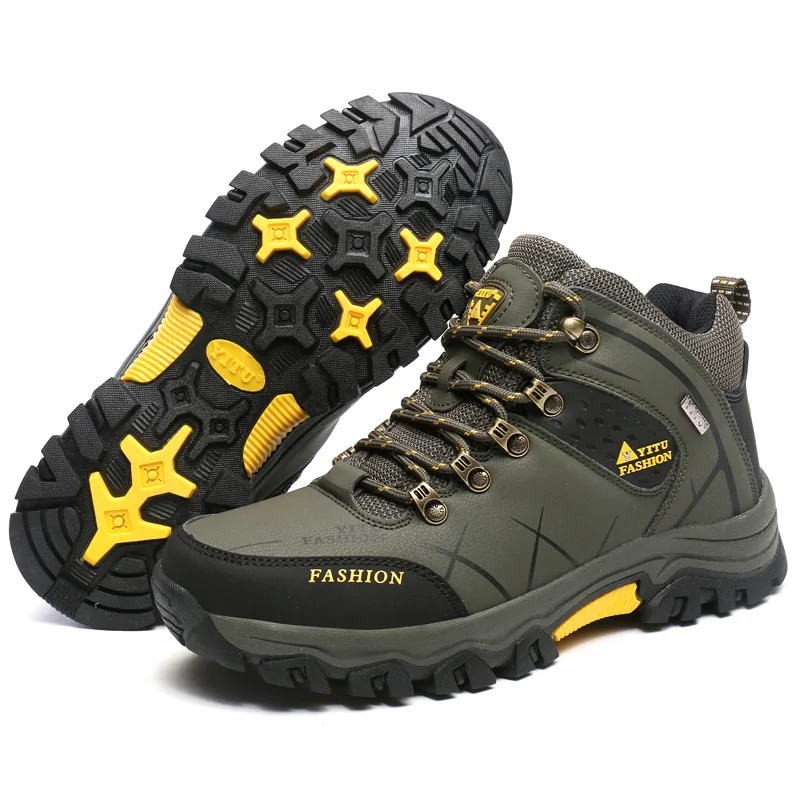 2023 New Men Boots Outdoor Climbing Breathable Men Sneakers Work Ankle Boot Male Hiking Boots High Top Non-slip Training Shoes