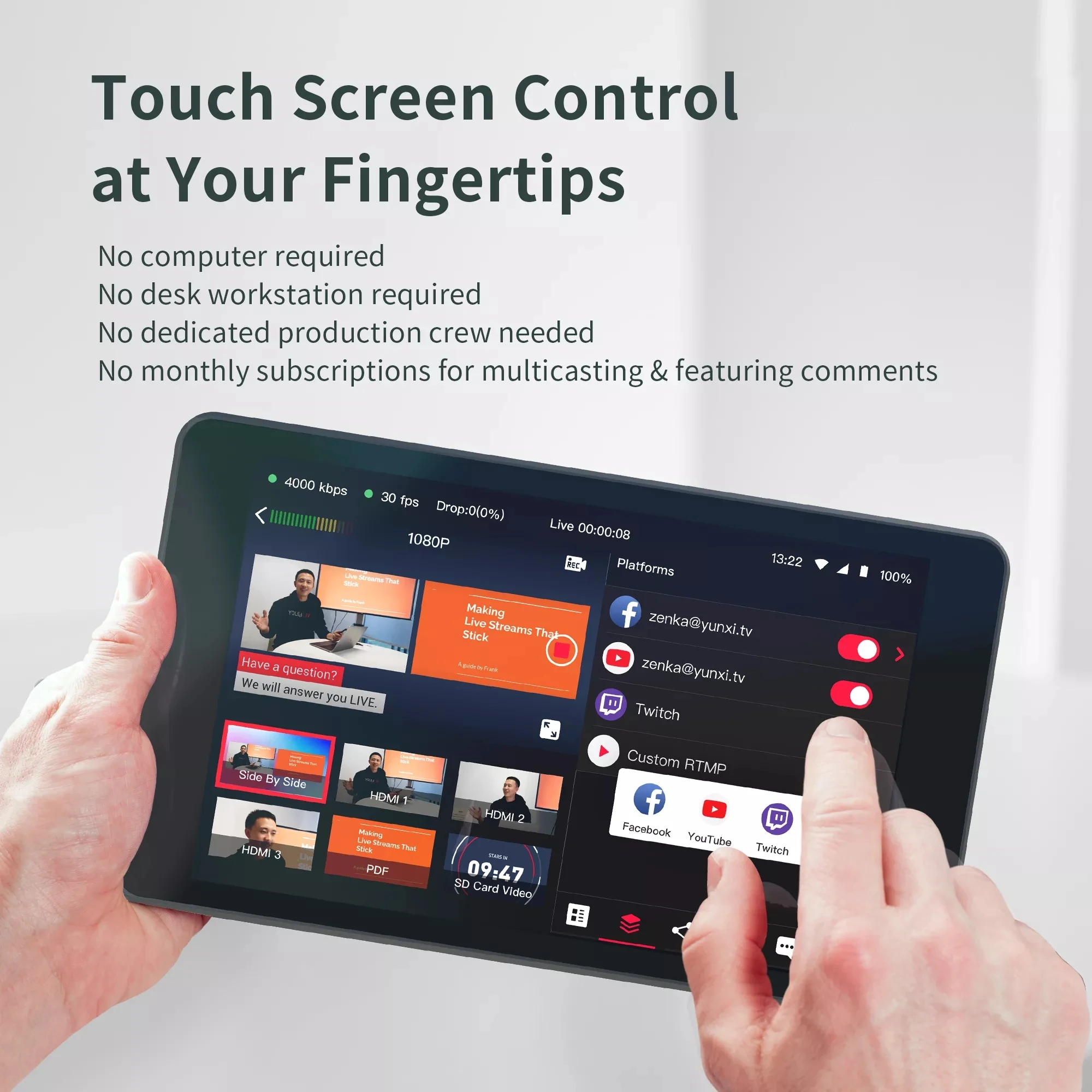 Description Picture 3 of itemYOLOLIV YoloBox Pro Streamer Switcher Monitor ortable Multi-Camera Encoder / All-In-One Multi-Cam Live Streaming Switch System