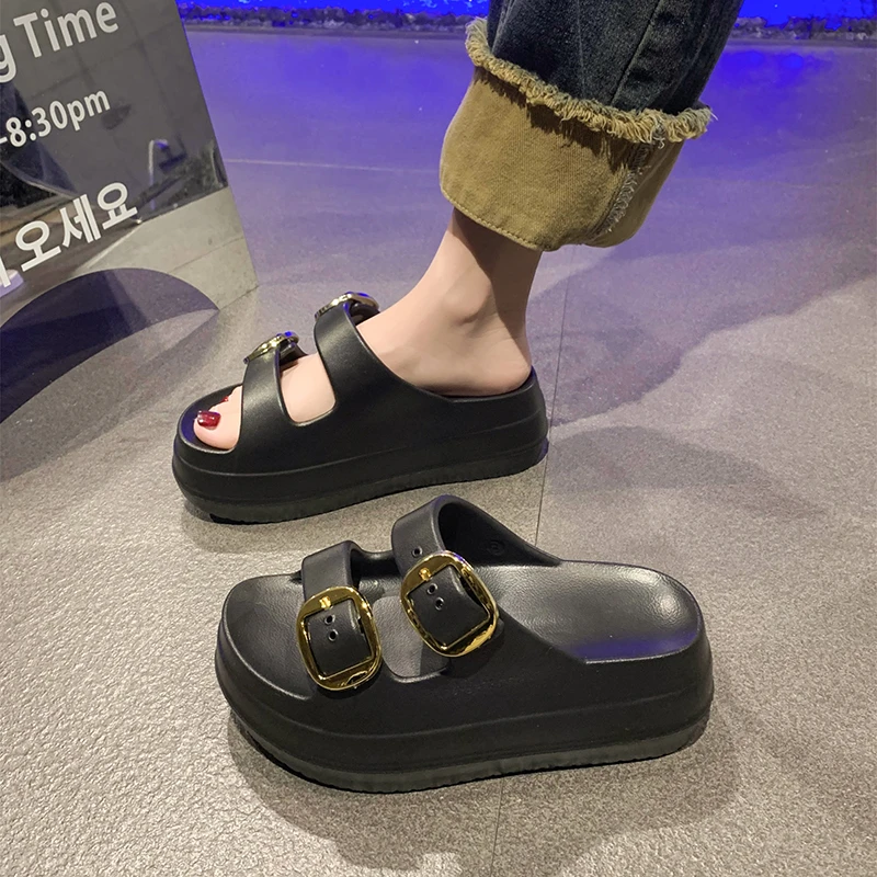 2024 Summer New Women's Shoes on The Poop Feeling Platform Slippers Women Wear The Trend of Open-toed Casual Sandals Women