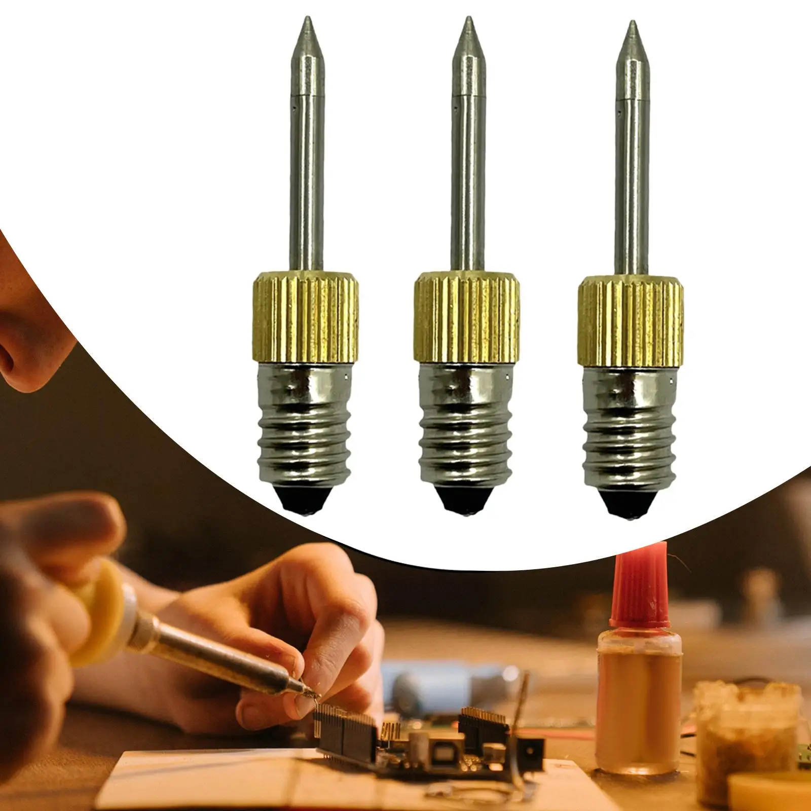 Soldering Iron Tips Threaded Solder Welding Tips Professional for Tool , 3pcs Gold