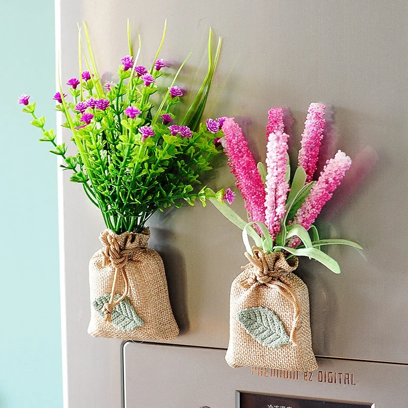 Buy 3 Get 1 Linen Bag Artificial Flower Magnetic Stickers DIY Simulation Flower Refrigerator Magnet Kitchen Home Decoration Gift magnetic sticker,magnetic fridge stickers