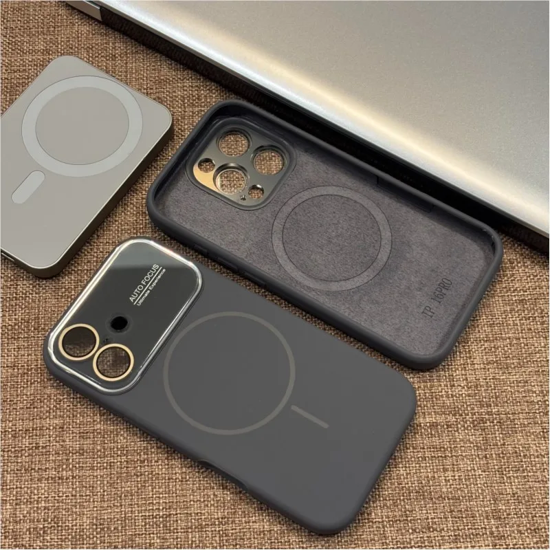 Premium Soft Liquid Silicone Case with MagSafe Charging and Glass Lens Cover