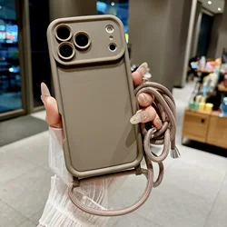 Silicone Phone Case with Adjustable Crossbody Lanyard Strap - Soft Protective Cover - iPhone Air (Brown)
